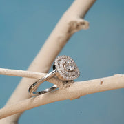 Silver Plated Cushion Cut Engagement Ring with Cubic Zirconia Stones